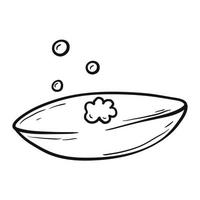 Vector isolated doodle illustration of solid soap with bubbles.