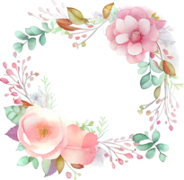 Cute watercolor frame with spring flowers png