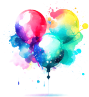 Cute Watercolor Birthday Balloons Card png