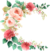 carino acquerello telaio con primavera fiori png