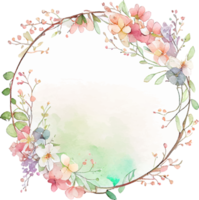 Cute watercolor frame with spring flowers png