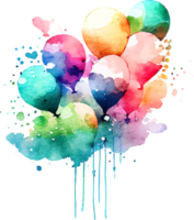söt vattenfärg födelsedag ballonger kort png