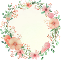 Cute watercolor frame with spring flowers png