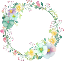 Cute watercolor frame with spring flowers png