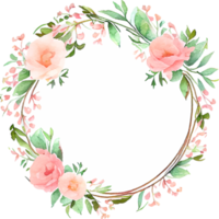 Cute watercolor frame with spring flowers png