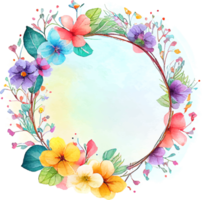 joli cadre aquarelle avec des fleurs de printemps png