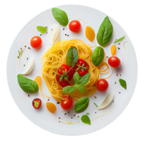 espaguetis con tomates cherry y albahaca. ai generativa