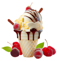 dolce fragola ghiaccio crema. generativo ai png