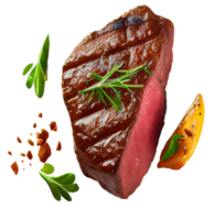 delicioso bistec de ternera caliente. ilustración generativa ai png