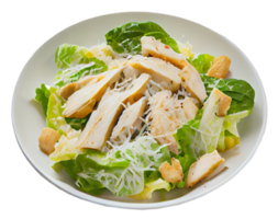 Caesar Salad with Chicken on a White Plate . Illustration Generative AI png