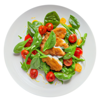 Salad of Arugula Fried Chicken Meat. Generative AI png