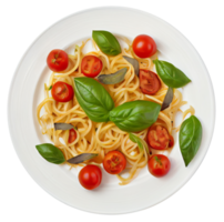 Spaghetti with Cherry Tomatoes and Basil. Generative AI png