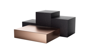 cubo de oro rosa, maqueta geométrica de lujo 3d de podio cuadrado rosa con ilustración 3d de tema negro png