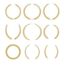 Set of golden laurel wreath for logo isolated on the white background.