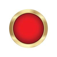 Red button with gold border on white background vector