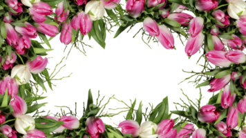 cadre de fleurs copiez l'espace pour le texte avec découpe isolé sur fond transparent png