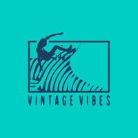 picture of surfing person complete with waves for print t-shirts vector