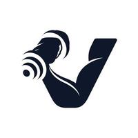 logotipo de la letra v gimnasio vector