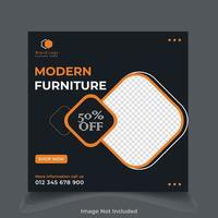 modern home furniture sells social media post design vector