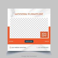 modern home furniture sells social media post design vector