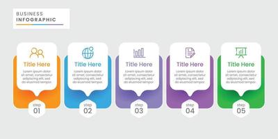 Five steps modern infographic template vector