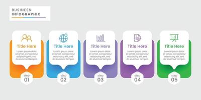 Five steps modern infographic template vector