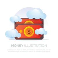 Money illustration design for mobile or website design vector