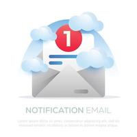 diseño de ilustración de correo electrónico de notificación para diseño de sitio web o móvil vector