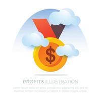 Winner profits business illustration design for mobile app or website design vector