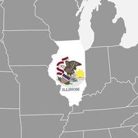 bandera del estado de Illinois con mapa. ilustración vectorial vector