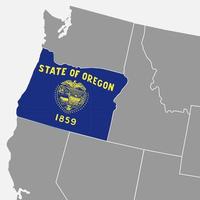 mapa del estado de oregon con bandera. ilustración vectorial vector