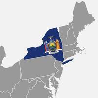 New York state map with flag. Vector illustration.