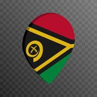 Map pointer with Vanuatu flag. Vector illustration.