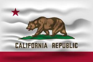 Waving flag of the California state. Vector illustration.