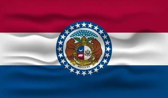 Waving flag of the Missouri state. Vector illustration.