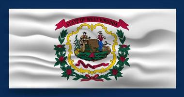 Waving flag of the West Virginia state. Vector illustration.