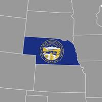 Nebraska state map with flag. Vector illustration.