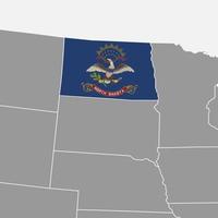 North Dakota state map with flag. Vector illustration.