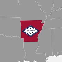 Arkansas state map with flag. Vector illustration.