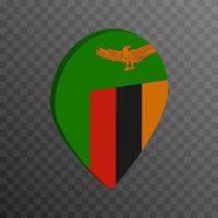 Map pointer with Zambia flag. Vector illustration.