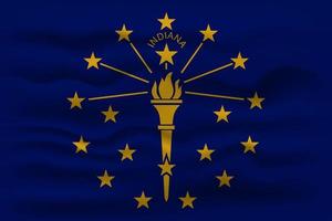 Waving flag of the Indiana state. Vector illustration.