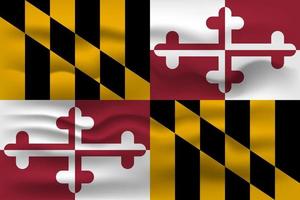 Waving flag of the Maryland state. Vector illustration.