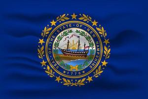 Waving flag of the New Hampshire state. Vector illustration.