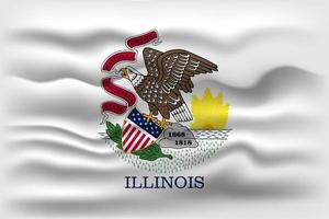 Waving flag of the Illinois state. Vector illustration.