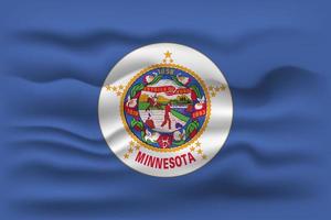 Waving flag of the Minnesota state. Vector illustration.