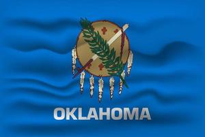Waving flag of the Oklahoma state. Vector illustration.
