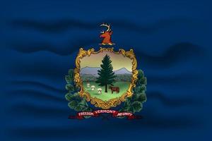 Waving flag of the Vermont state. Vector illustration.