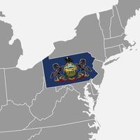 Pennsylvania state map with flag. Vector illustration.