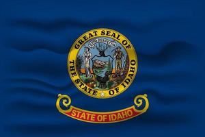 Waving flag of the Idaho state. Vector illustration.