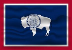 Waving flag of the Wyoming state. Vector illustration.